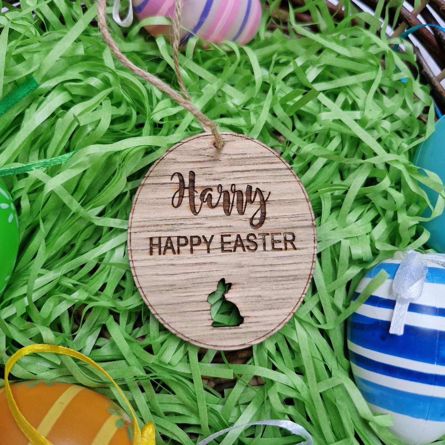 Happy Easter Personalised Wooden Egg Decoration