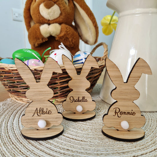 Wooden Freestanding Personalised Easter table name place settings