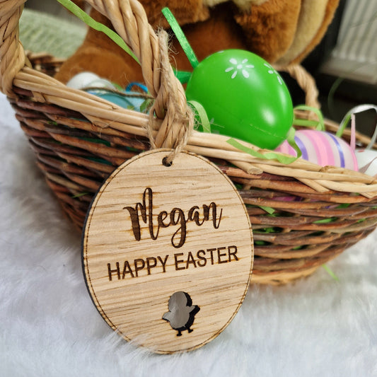 Wooden Personalised Engraved Easter Egg Basket Tag