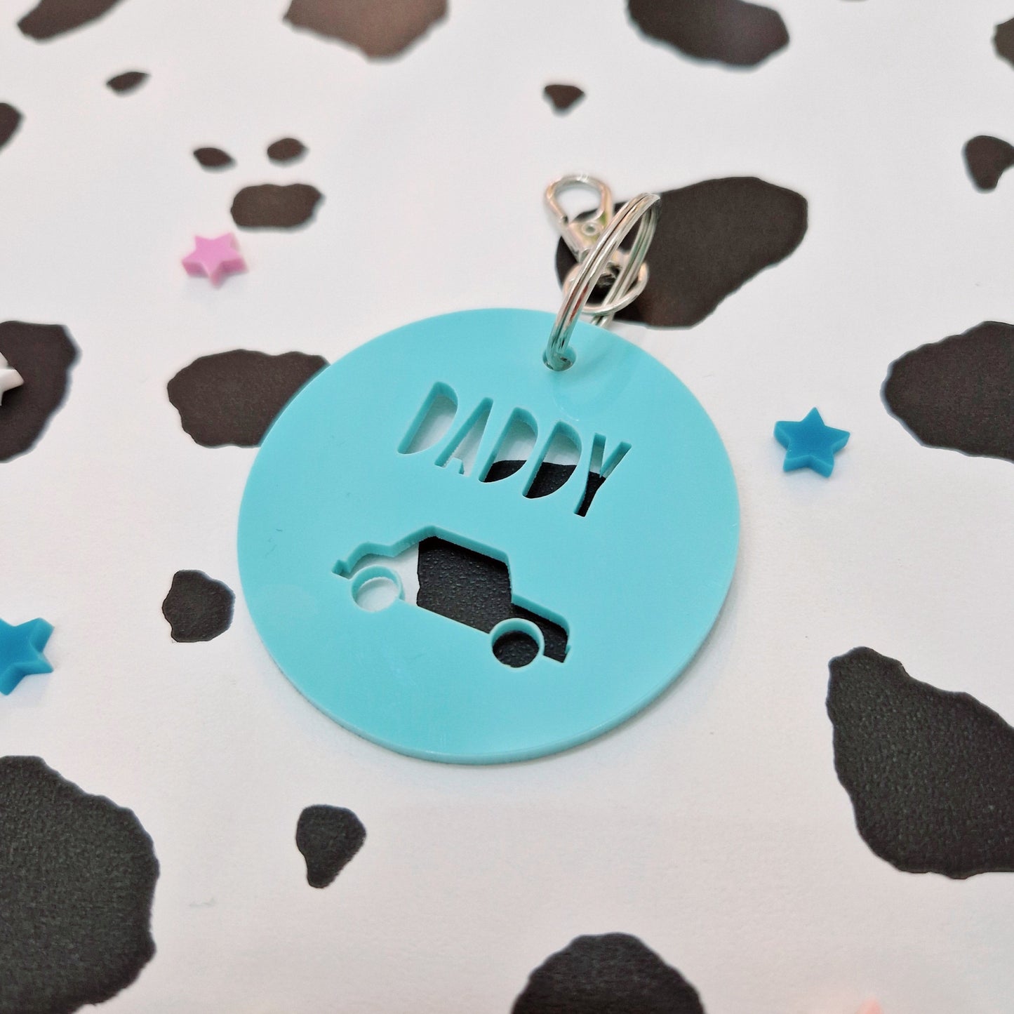 Daddy Acrylic Keyring with Car Cut out shape