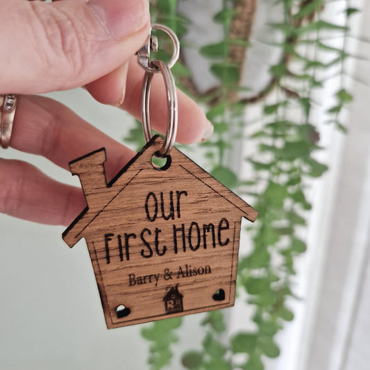 'Our First Home' Wooden Keyring