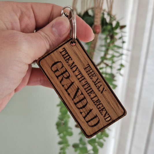 'The Man The Myth The Legend' Wooden Keyring