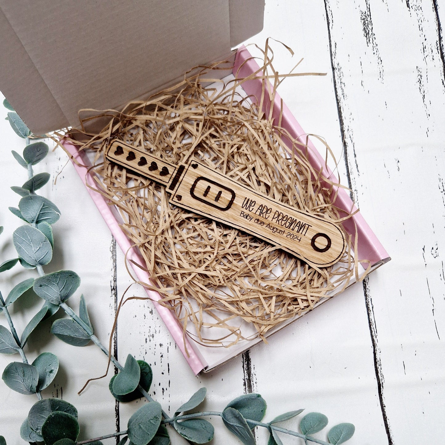 Personalised Wooden Pregnancy Test for Baby Reveal Pregnancy Announcement