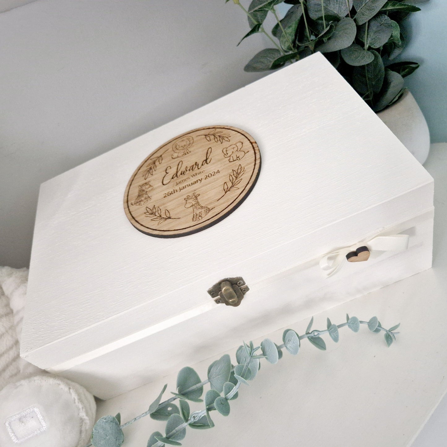 Neutral Baby Keepsake Box- Safari Friends