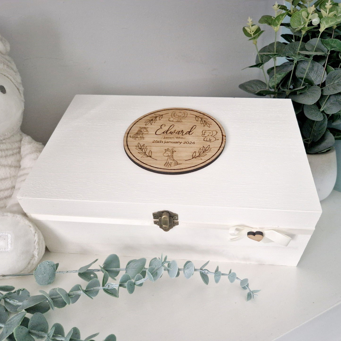 Neutral Baby Keepsake Box- Safari Friends