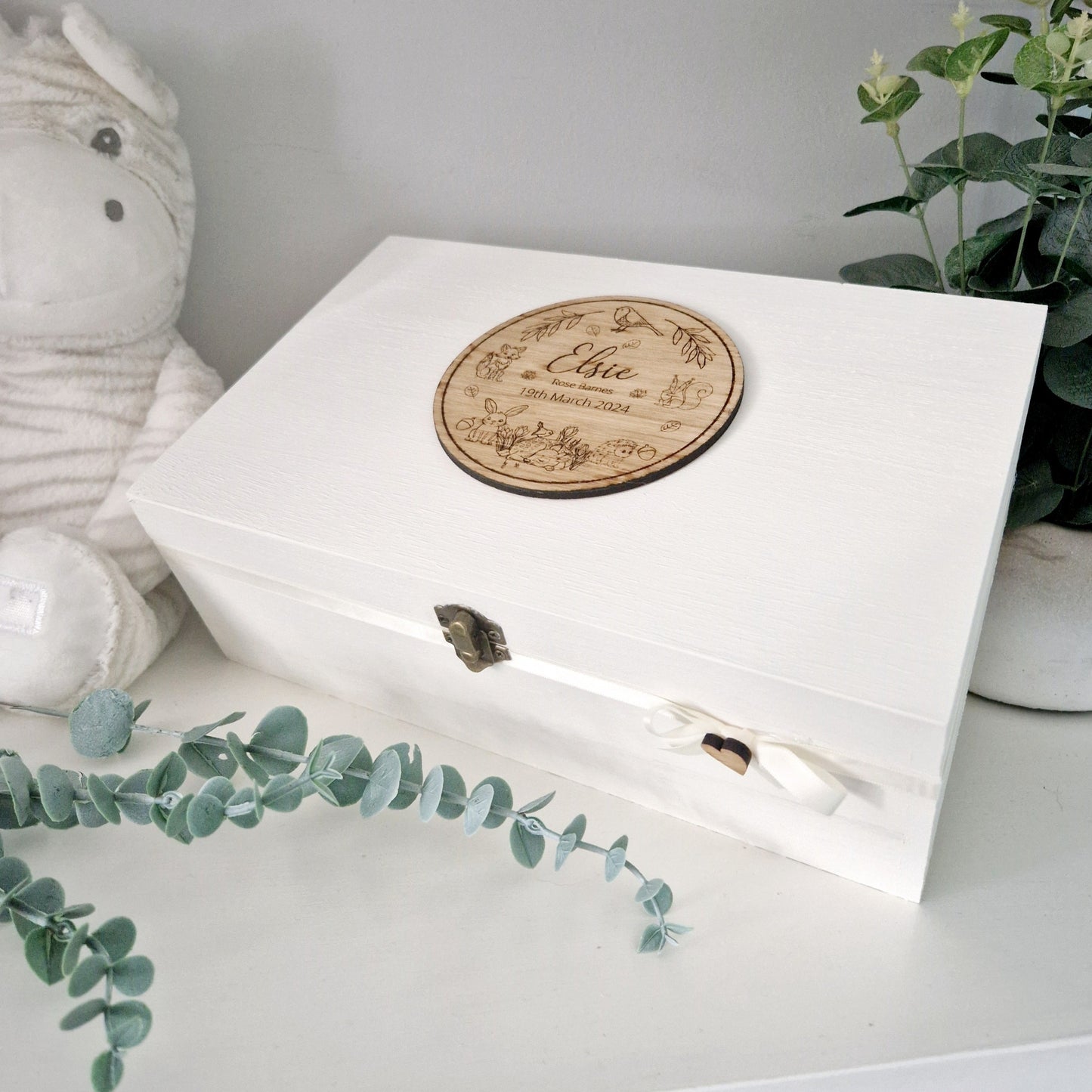 Neutral Baby Keepsake Box-Woodland Friends