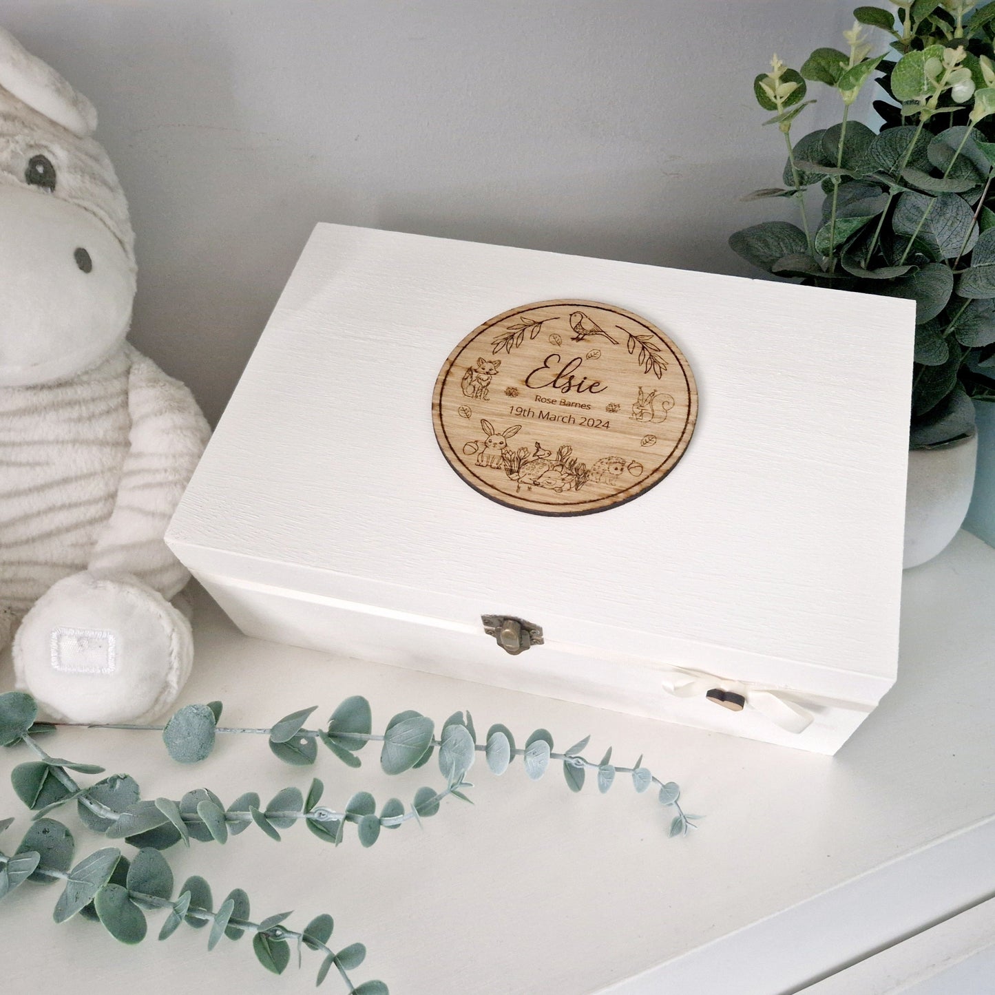 Neutral Baby Keepsake Box-Woodland Friends