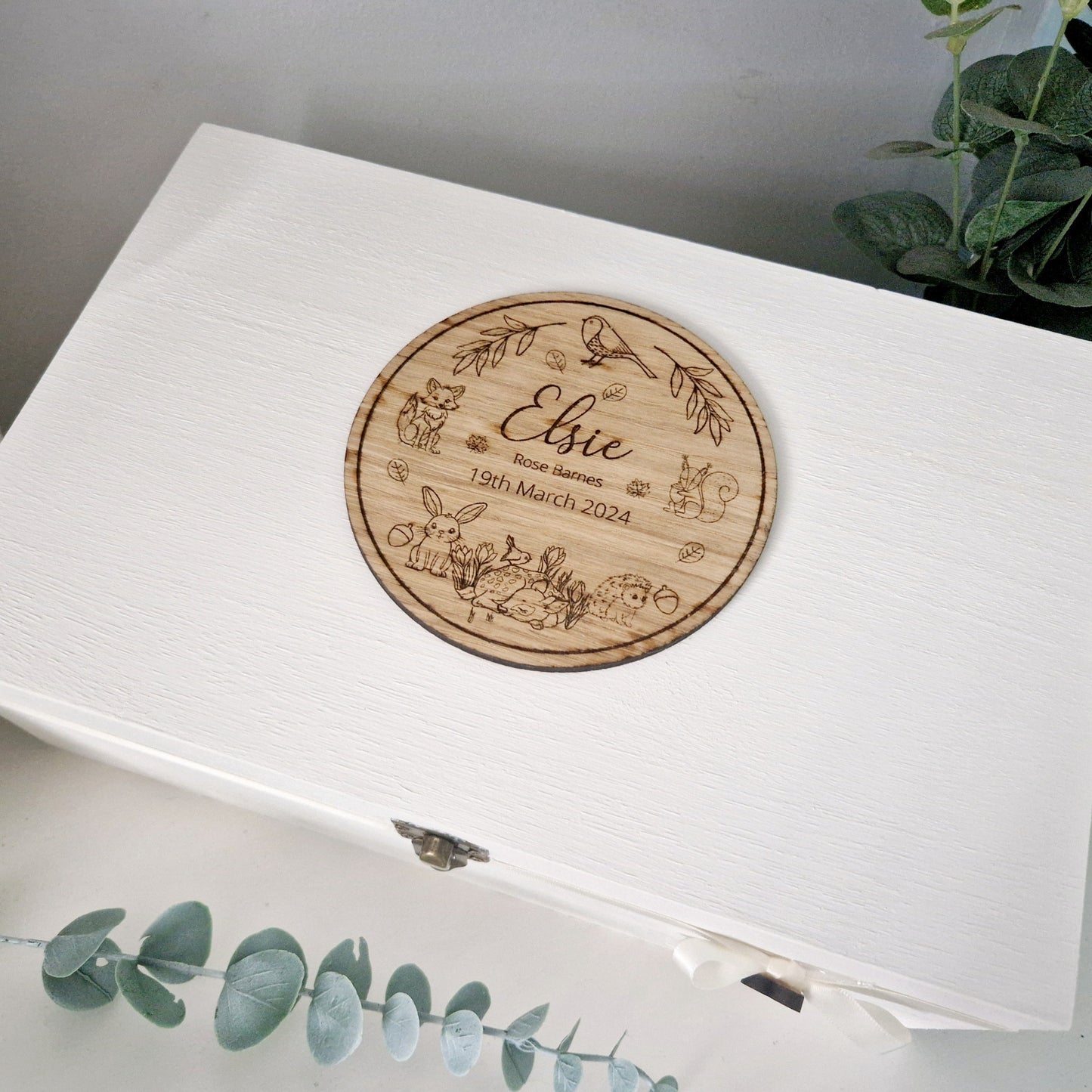 Neutral Baby Keepsake Box-Woodland Friends