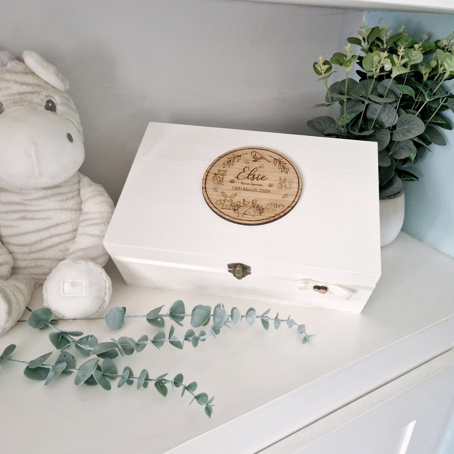 Neutral Baby Keepsake Box-Woodland Friends