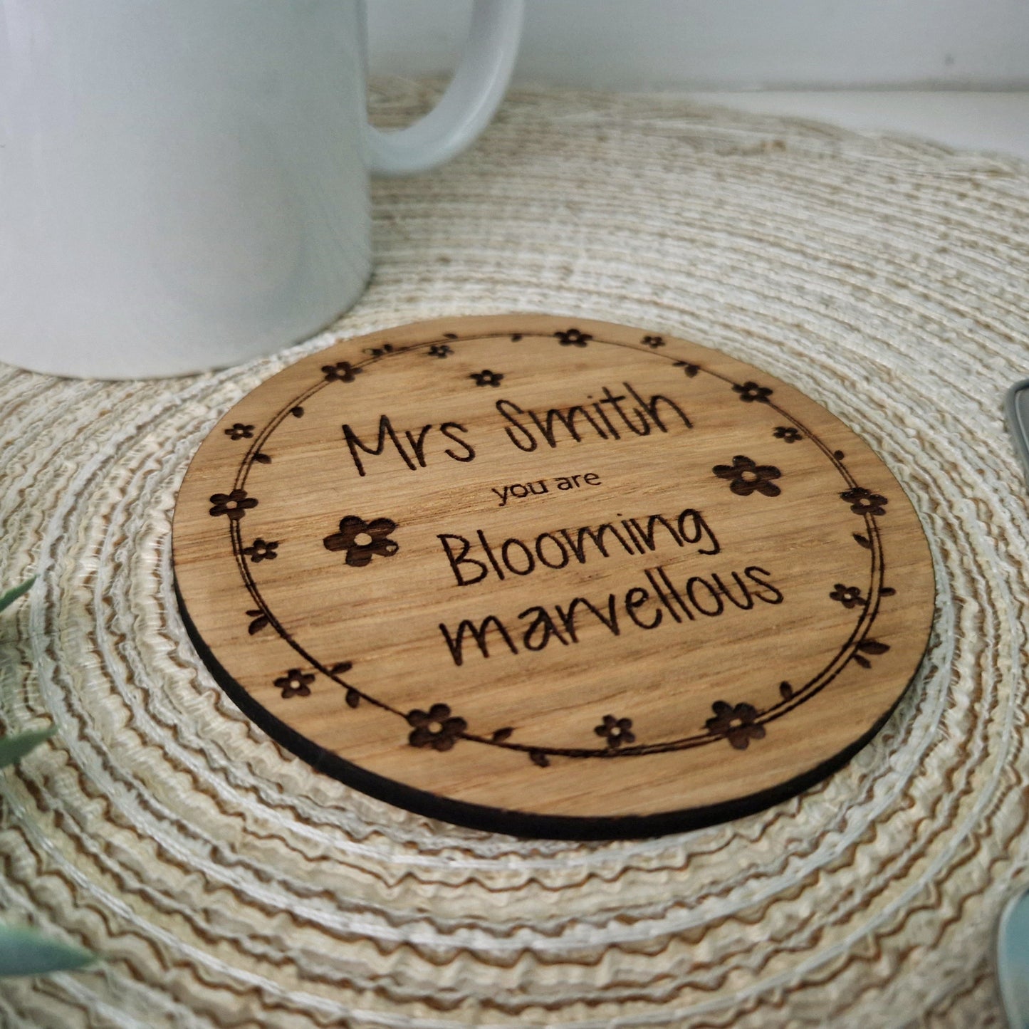 Personalised 'Blooming Marvellous' Teacher Drinks Coaster