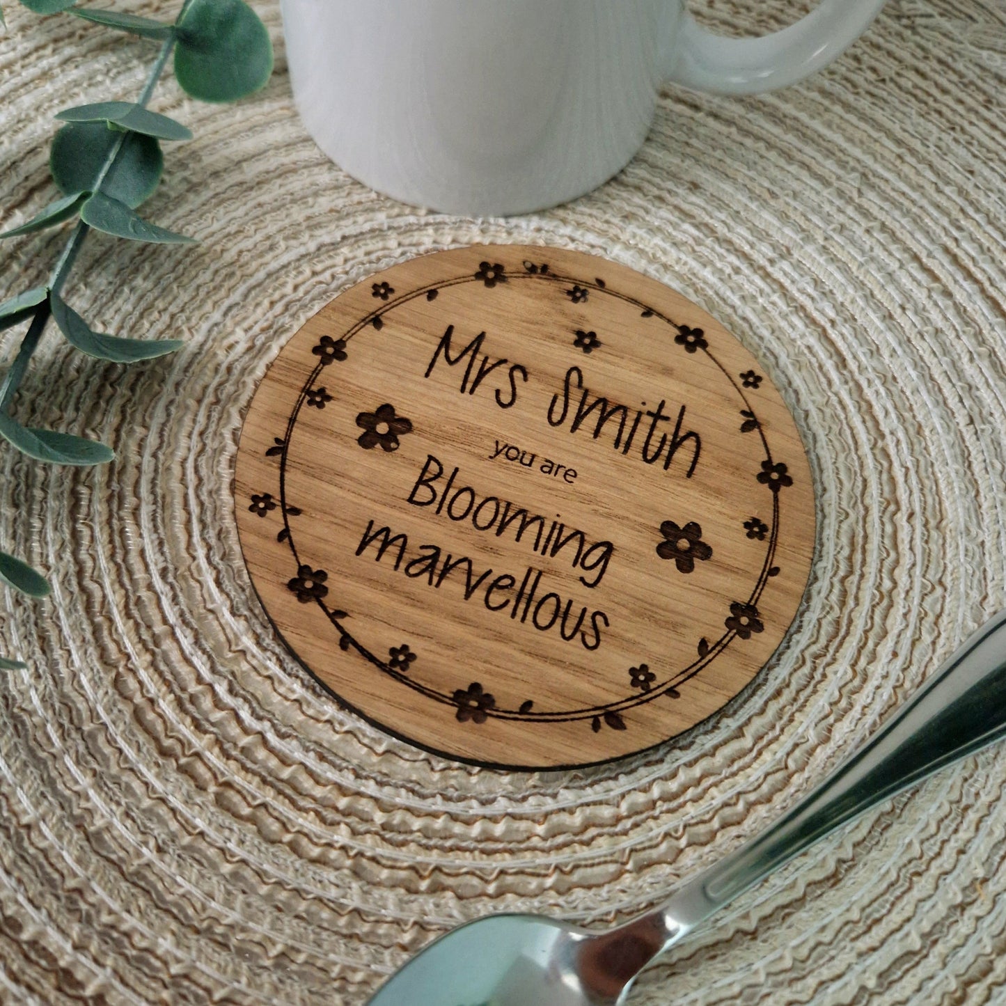Personalised 'Blooming Marvellous' Teacher Drinks Coaster