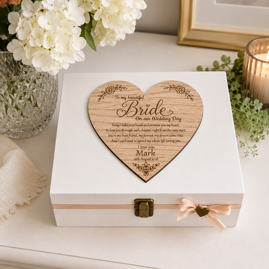 Personalised To My Bride on our Wedding Day Keepsake Memory Box.