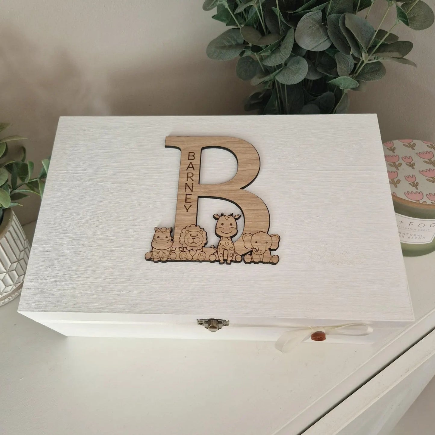 Oak Top Baby Memory Box- Safari Friends