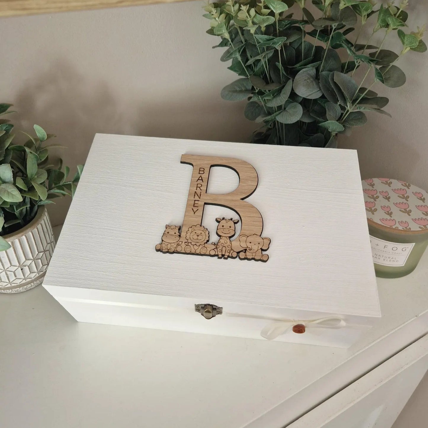 Oak Top Baby Memory Box- Safari Friends