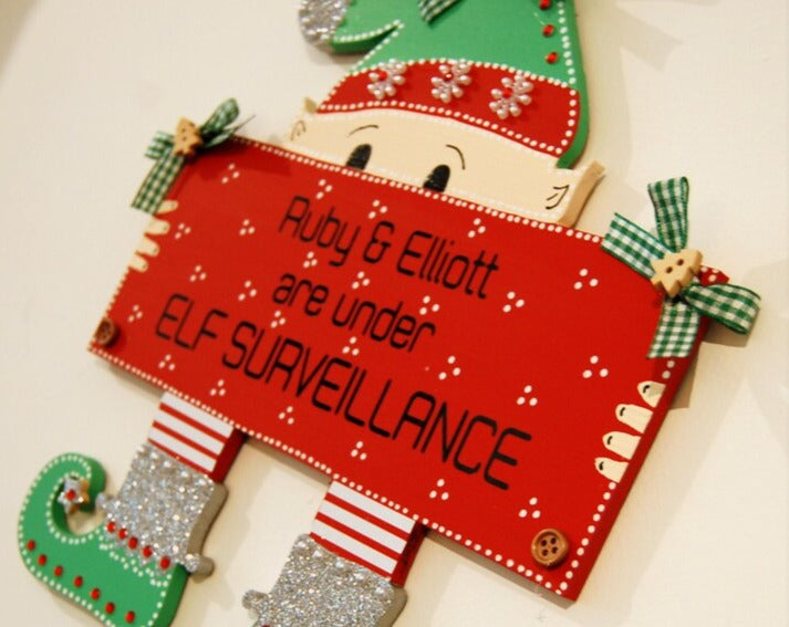'Under Elf Surveillance' Personalised Sign