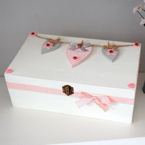 Baby Girl Memory Box 'Hearts'