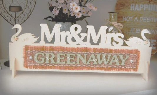 Mr & Mrs Personalised Sign 'Swans'