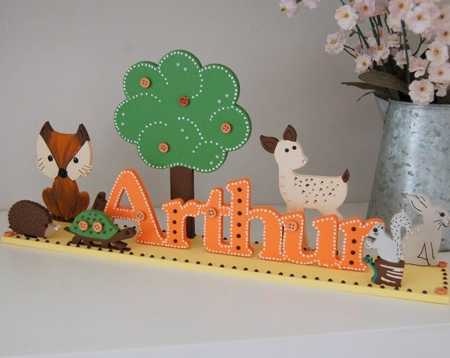 Children's Name Sign 'Woodland Friends'