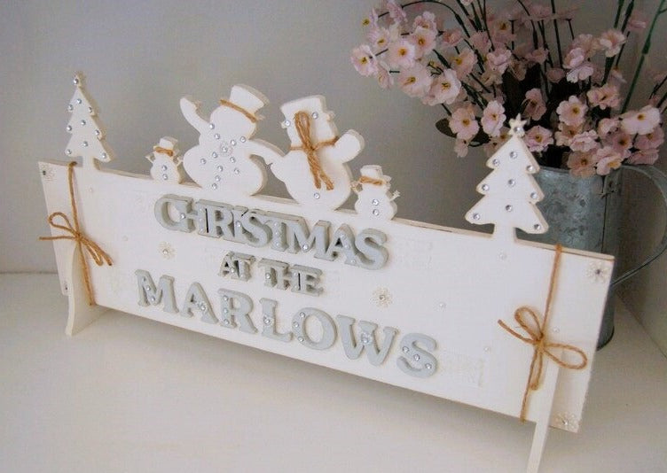 Personalised Snowman Family Christmas Sign