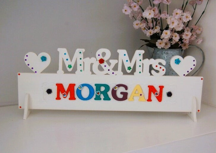 Personalised Mr&Mrs Sign 'Rainbow'