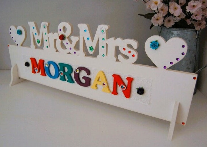Personalised Mr&Mrs Sign 'Rainbow'