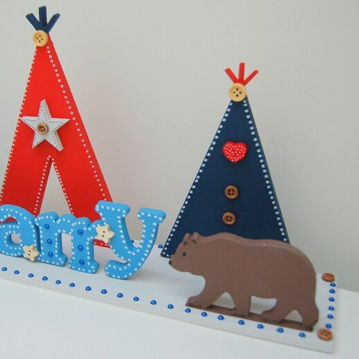 Children's Name Sign 'Teepee Adventures'