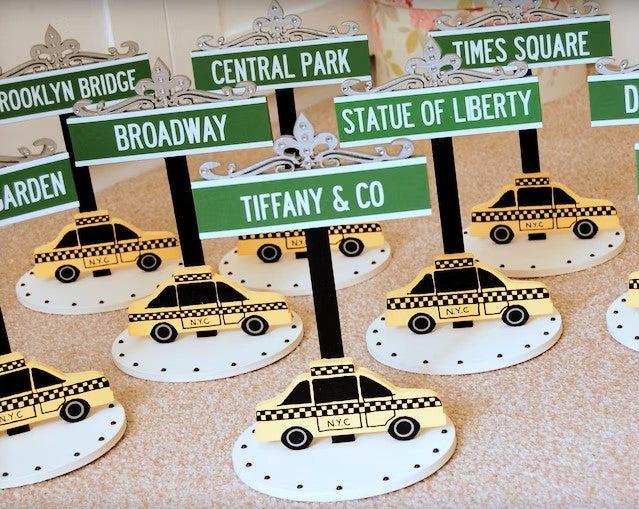 New York themed Wedding Party Event Table Names. NYC Road name signs