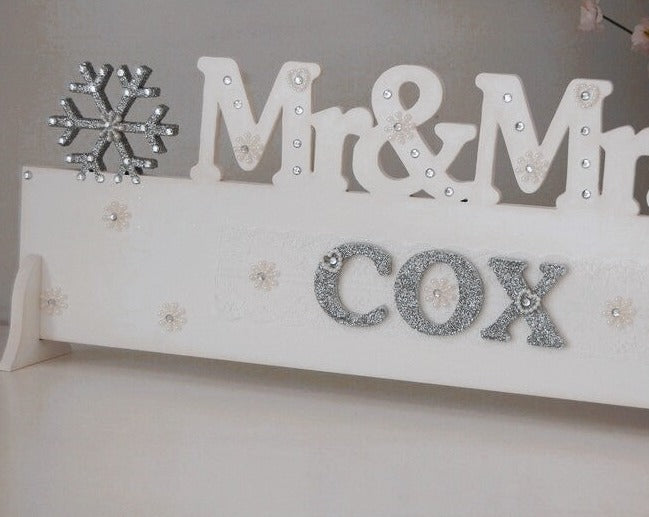Personalised Mr&Mrs Sign 'Snowflakes'