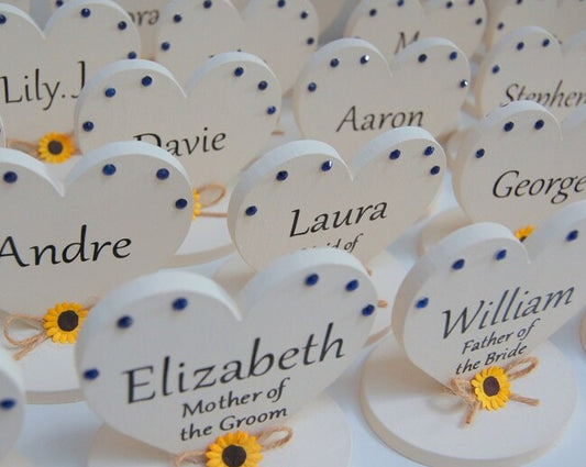Sunflower Personalised Wedding Party Table Name Place Settings