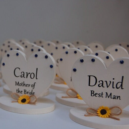Sunflower Personalised Wedding Party Table Name Place Settings