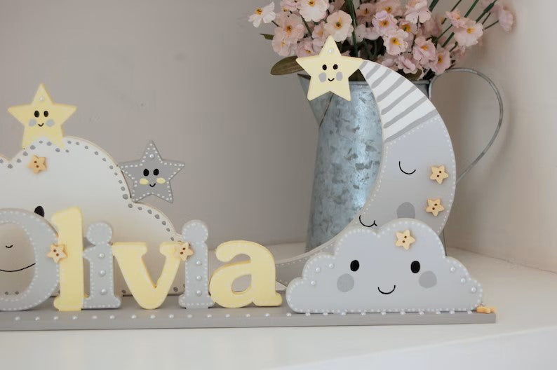 Children's Name Sign 'Moon & Stars'
