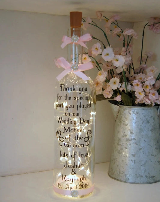 Personalised Light up Bottle Mother of the Bride/ Groom Gift