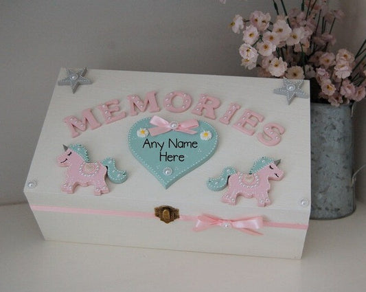 Unicorn Personalised Memory Box for Girls