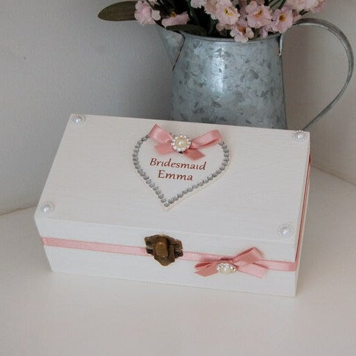 Personalised Bridesmaid Thank you Gift Trinket Box.