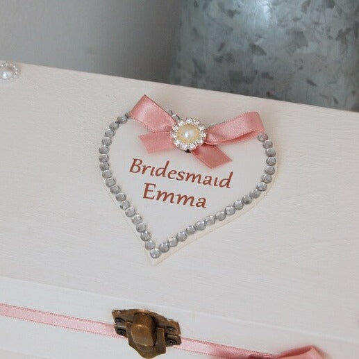 Personalised Bridesmaid Thank you Gift Trinket Box.