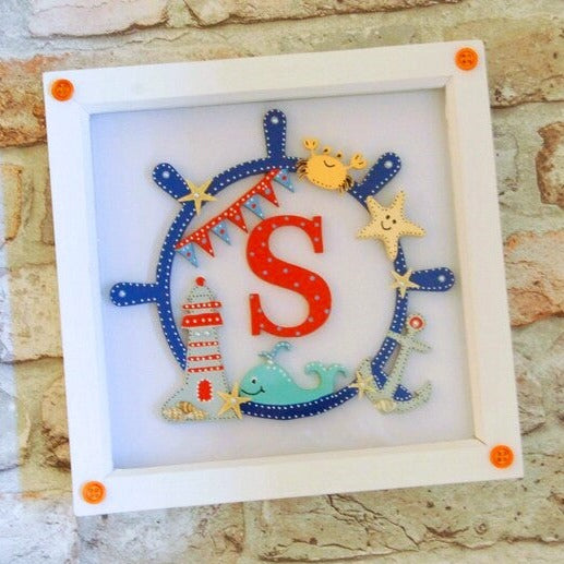 Framed Initial Art 'At the Seaside'