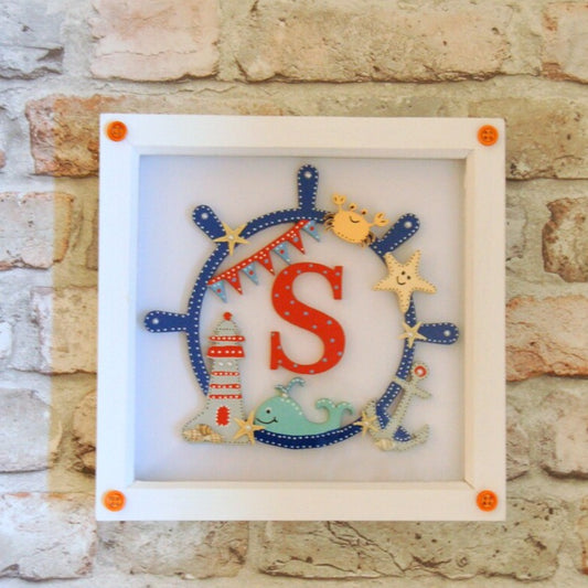 Cute Nautical Nursery Personalised Wall Art or Baby Gift