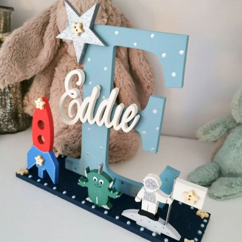 Space Explorer Wooden Nursery Letter/ Initial Sign