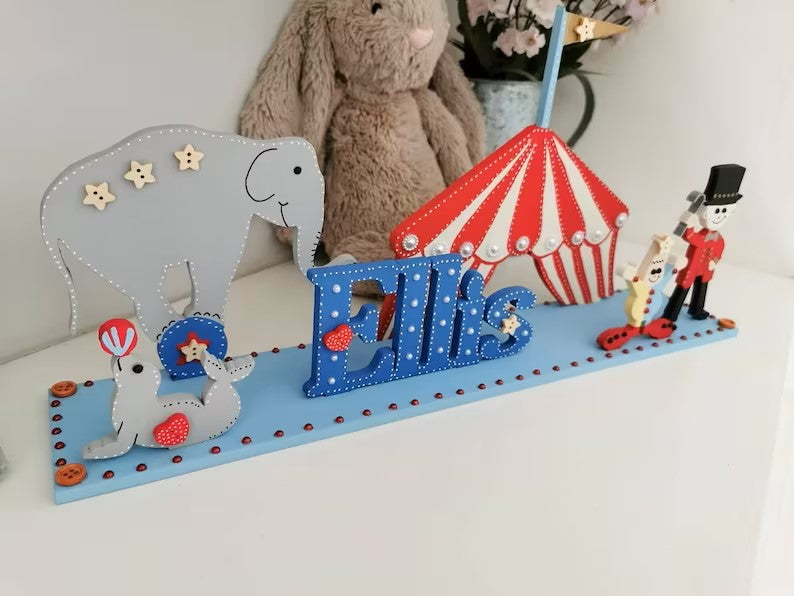 Circus theme personalised bedroom sign for children/ kids