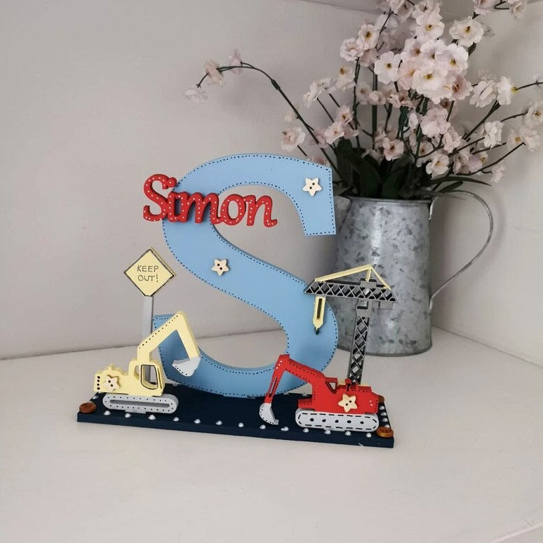 Wooden Nursery Letter 'On the Building Site'