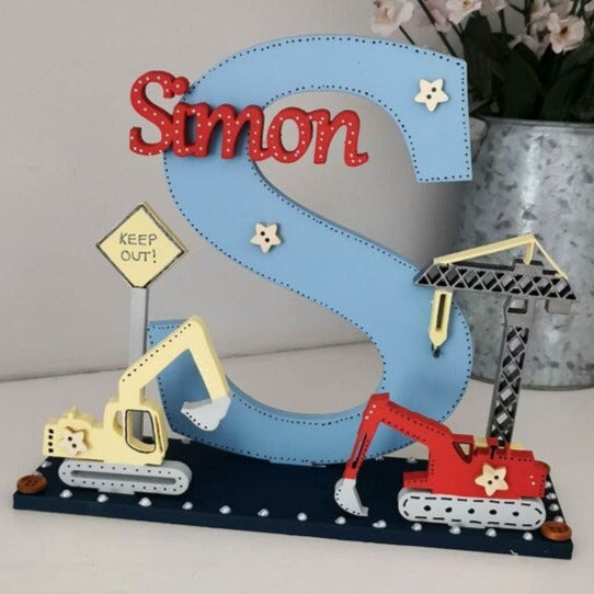 Wooden Nursery Letter 'On the Building Site'
