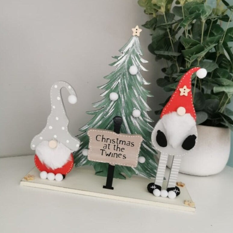 Personalised Handmade Gonk Family Christmas Sign