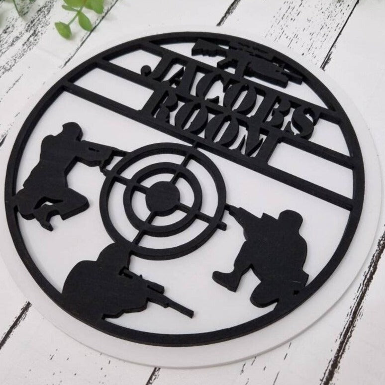 Airsoft/Paintballing Personalised Door Sign for Boys Bedroom or Man Cave.