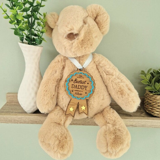 Bestest Daddy Wooden Engraved Personalised Rosette Award Trophy