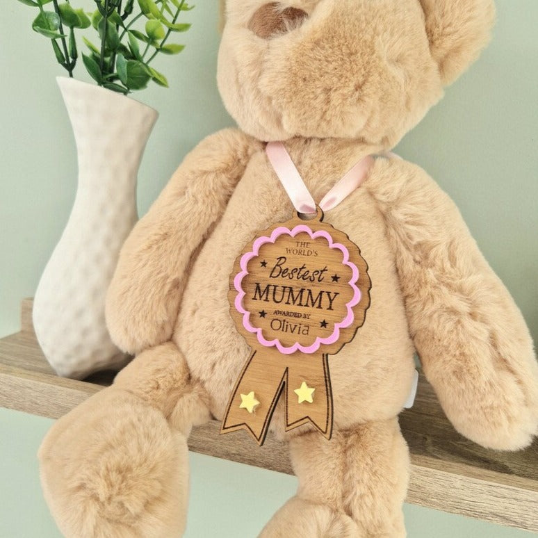 Wooden Rosette 'Bestest Mummy'