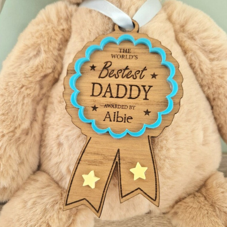 Wooden Rosette 'Bestest Daddy'
