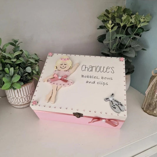 Ballerina Design Personalised Girls Haor Accessories storage box