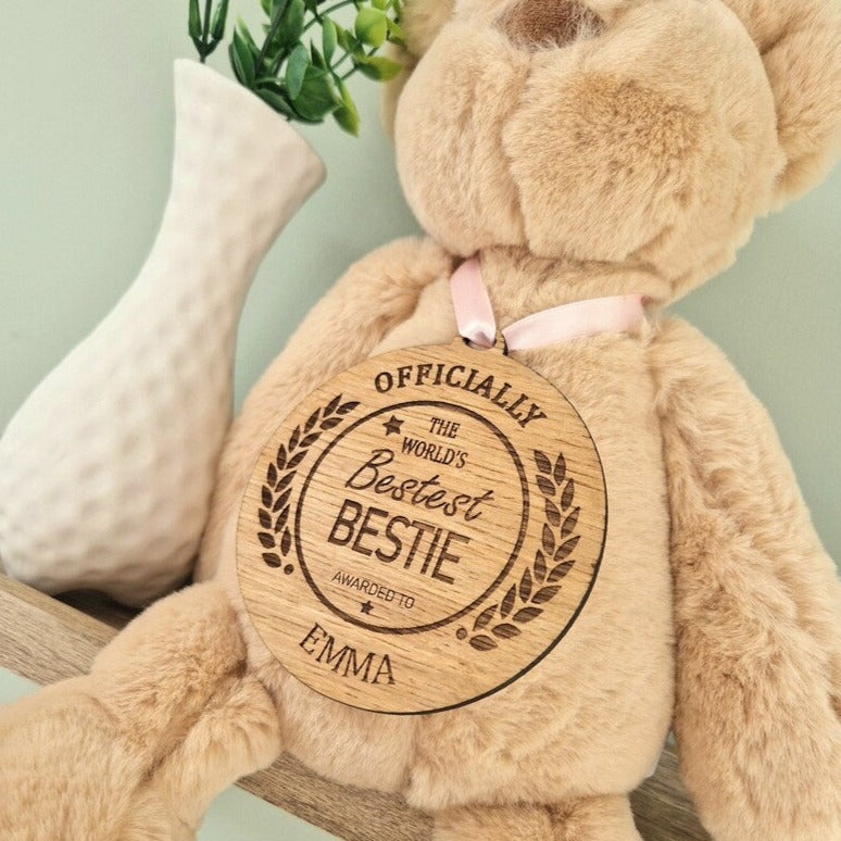 'World's Bestest Bestie' Wooden Medal
