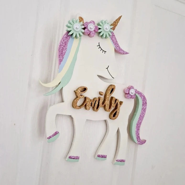 Personalised Unicorn Bedroom Door Sign Plaque