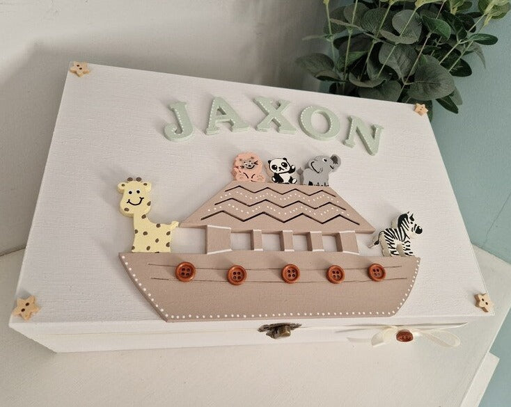 Noah's Ark Themed Baby Memory Keepsake Box Gift